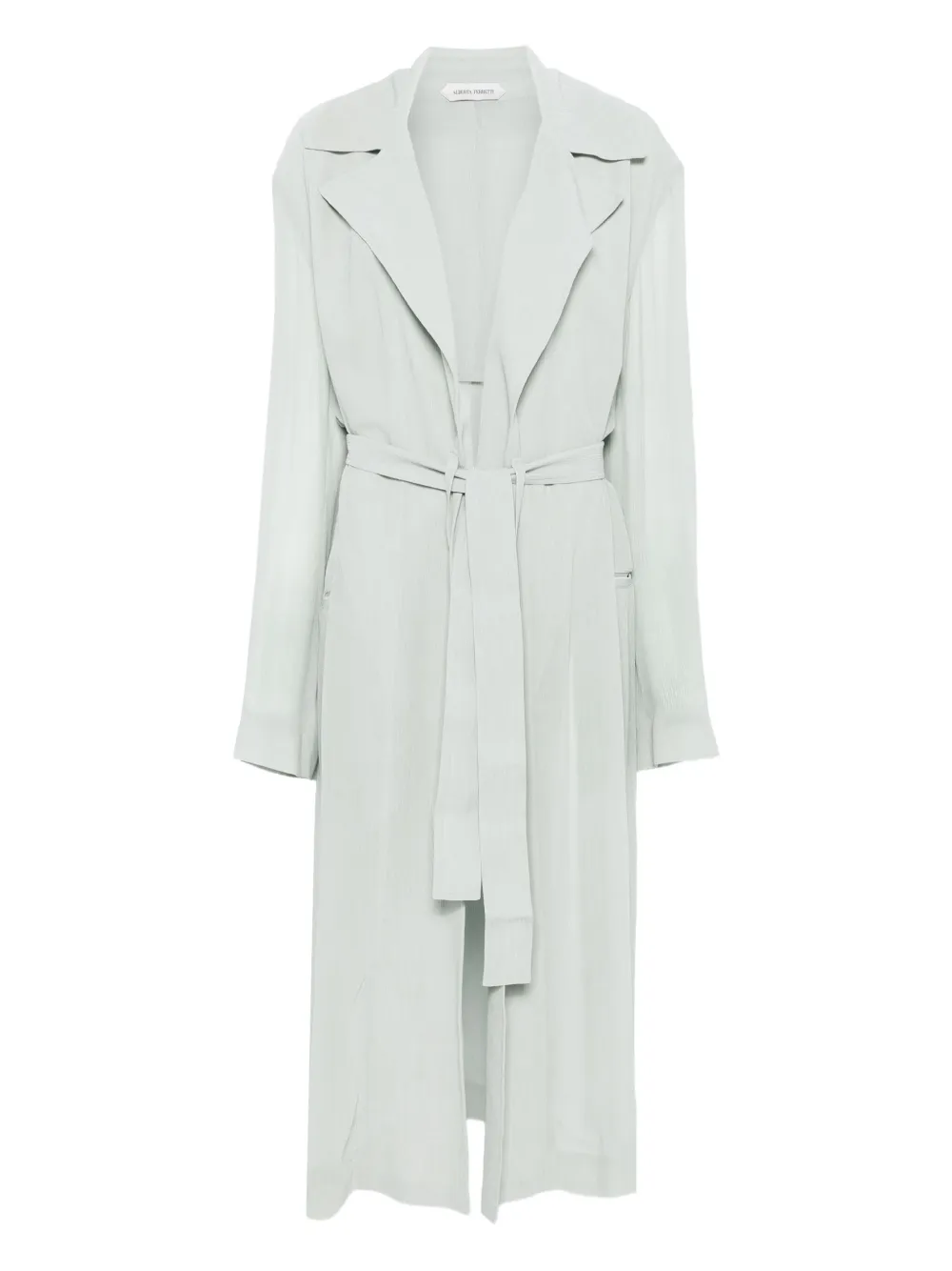 Alberta Ferretti Belted Coat In Gray