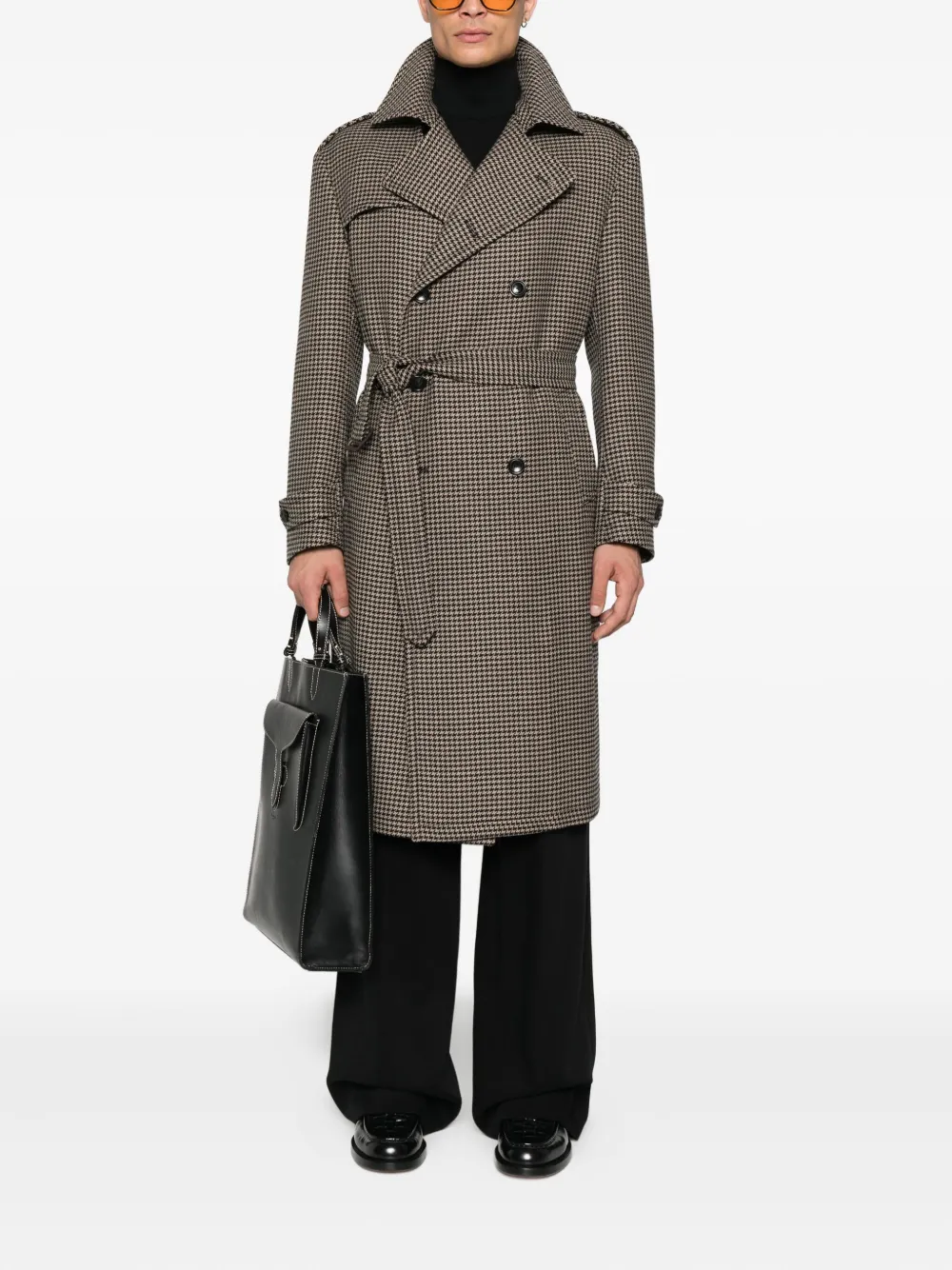 Tagliatore houndstooth double-breasted coat Zwart