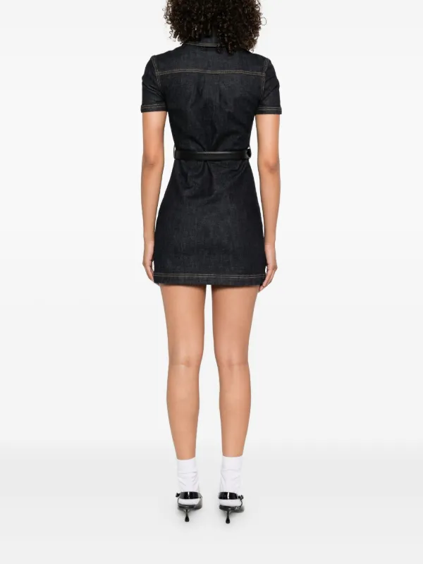 self portrait embellished denim mini dress Embellished bow-detail denim minidress in blue - Self Portrait