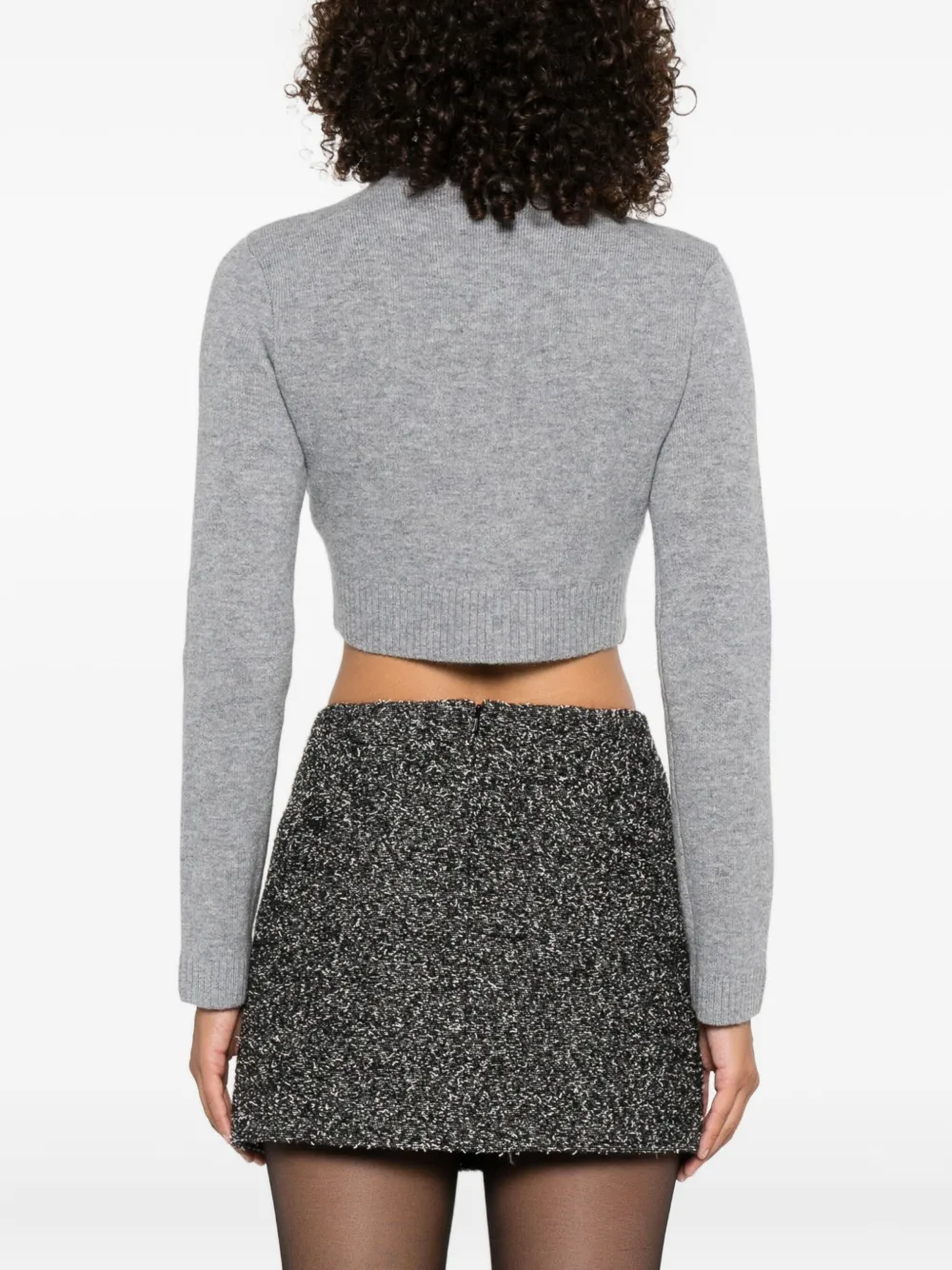 Self-portrait Embellished-button Cardigan In Gray