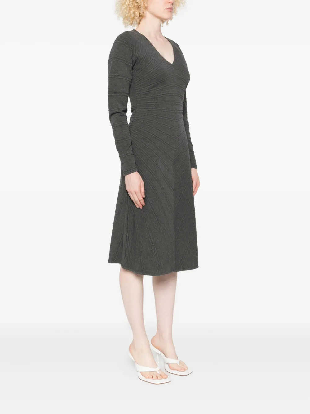 TWINSET Mini-jurk met textuur en V-hals Grijs
