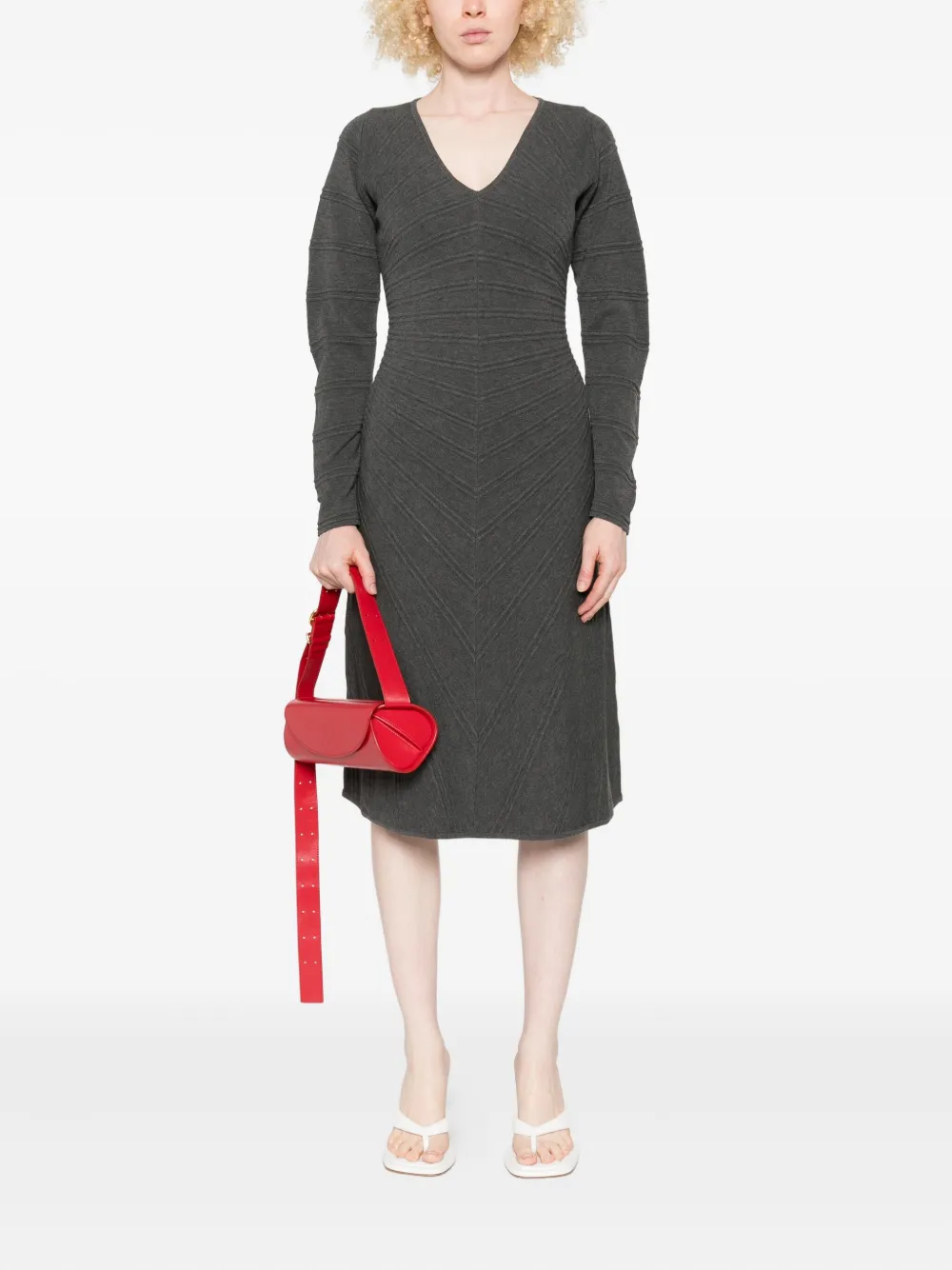 TWINSET Mini-jurk met textuur en V-hals Grijs