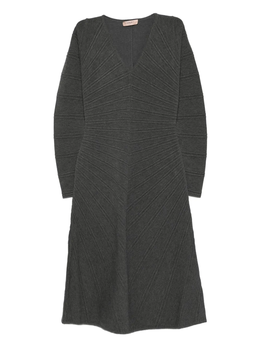 TWINSET textured-knit V-neck mini dress Grijs
