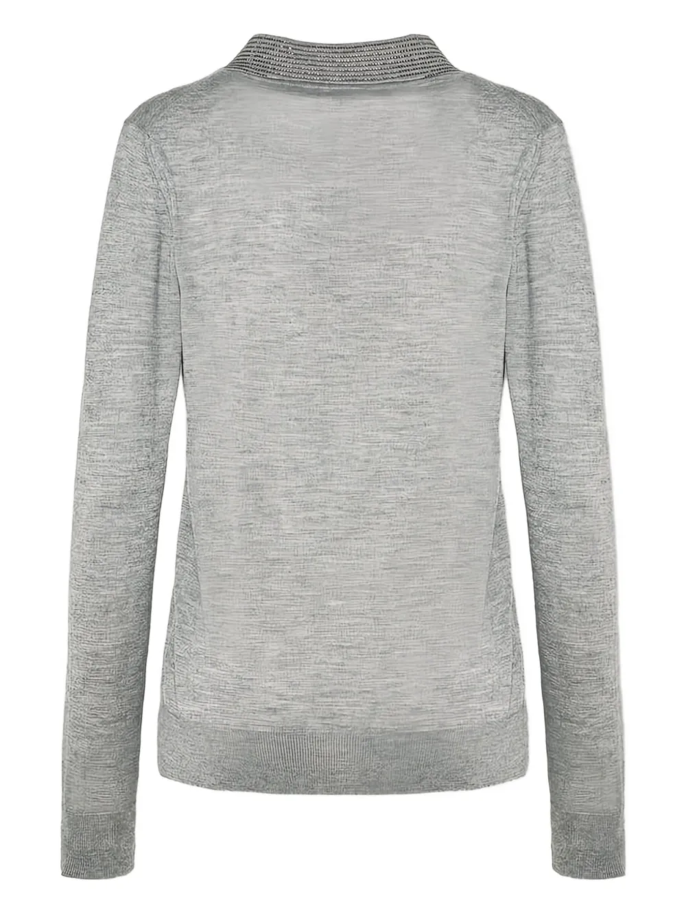 Malo beaded collar polo top - Grijs