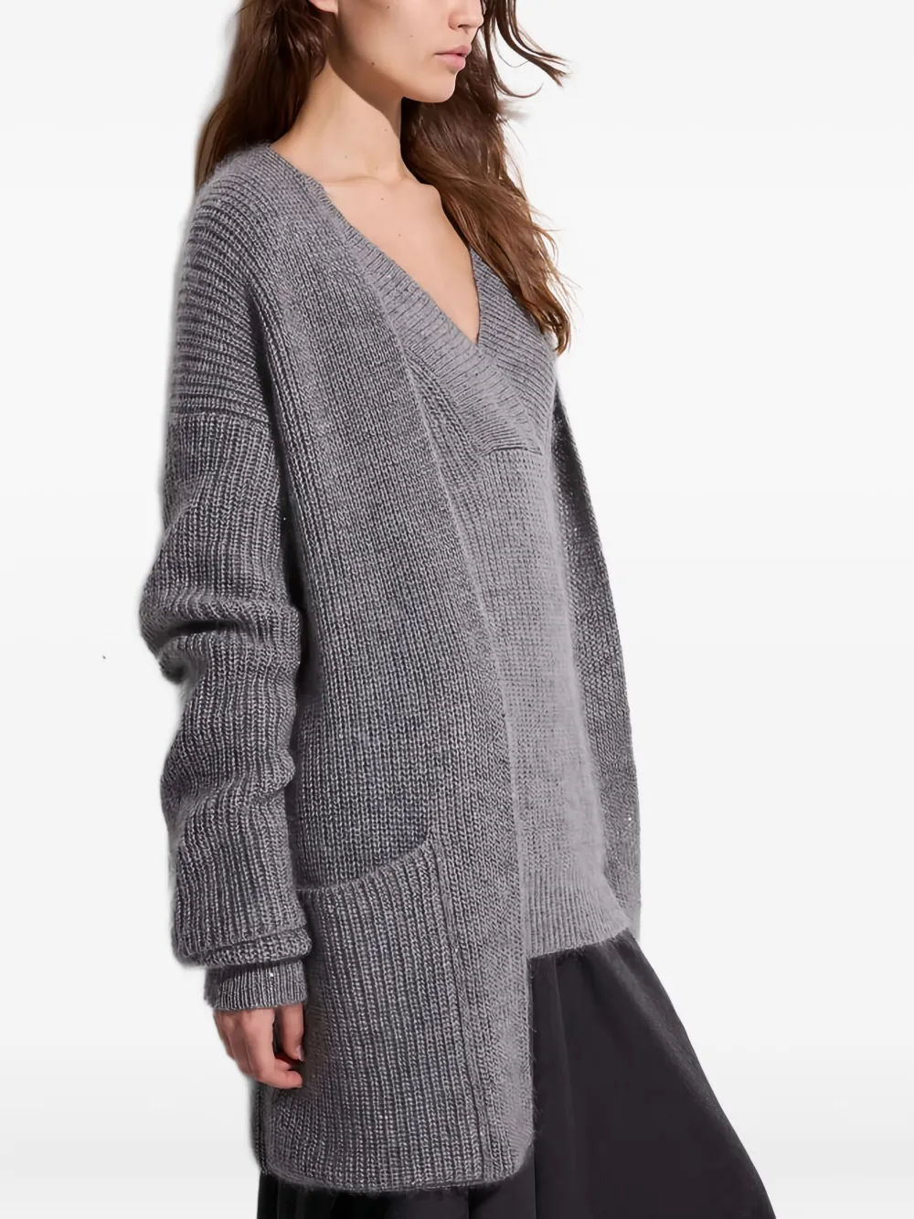 Malo v-neck pocket cardigan - Grigio