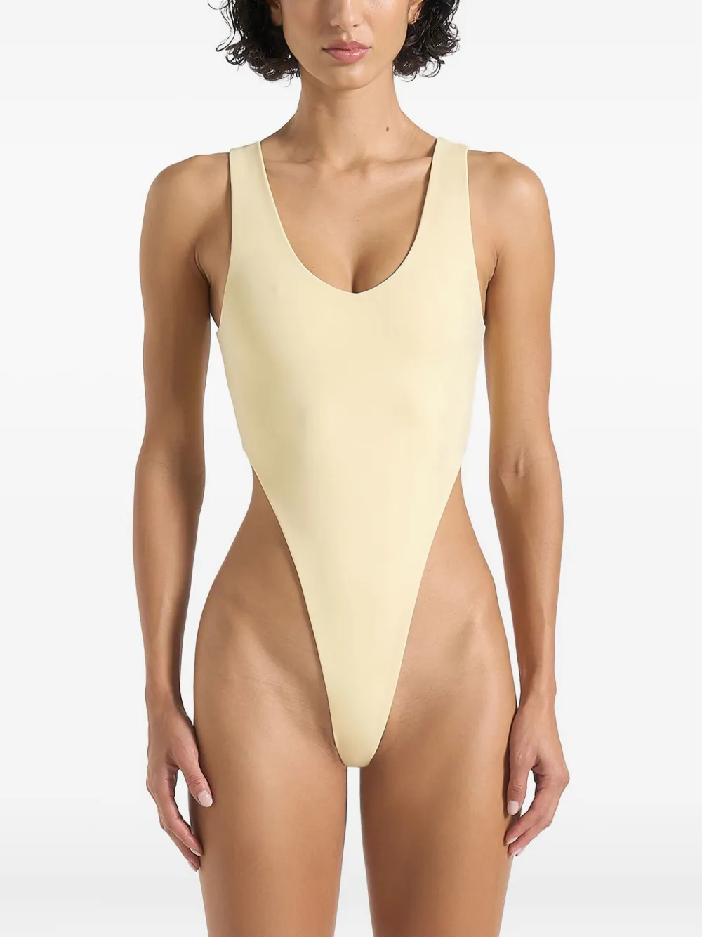 V-neck high-leg bodysuit