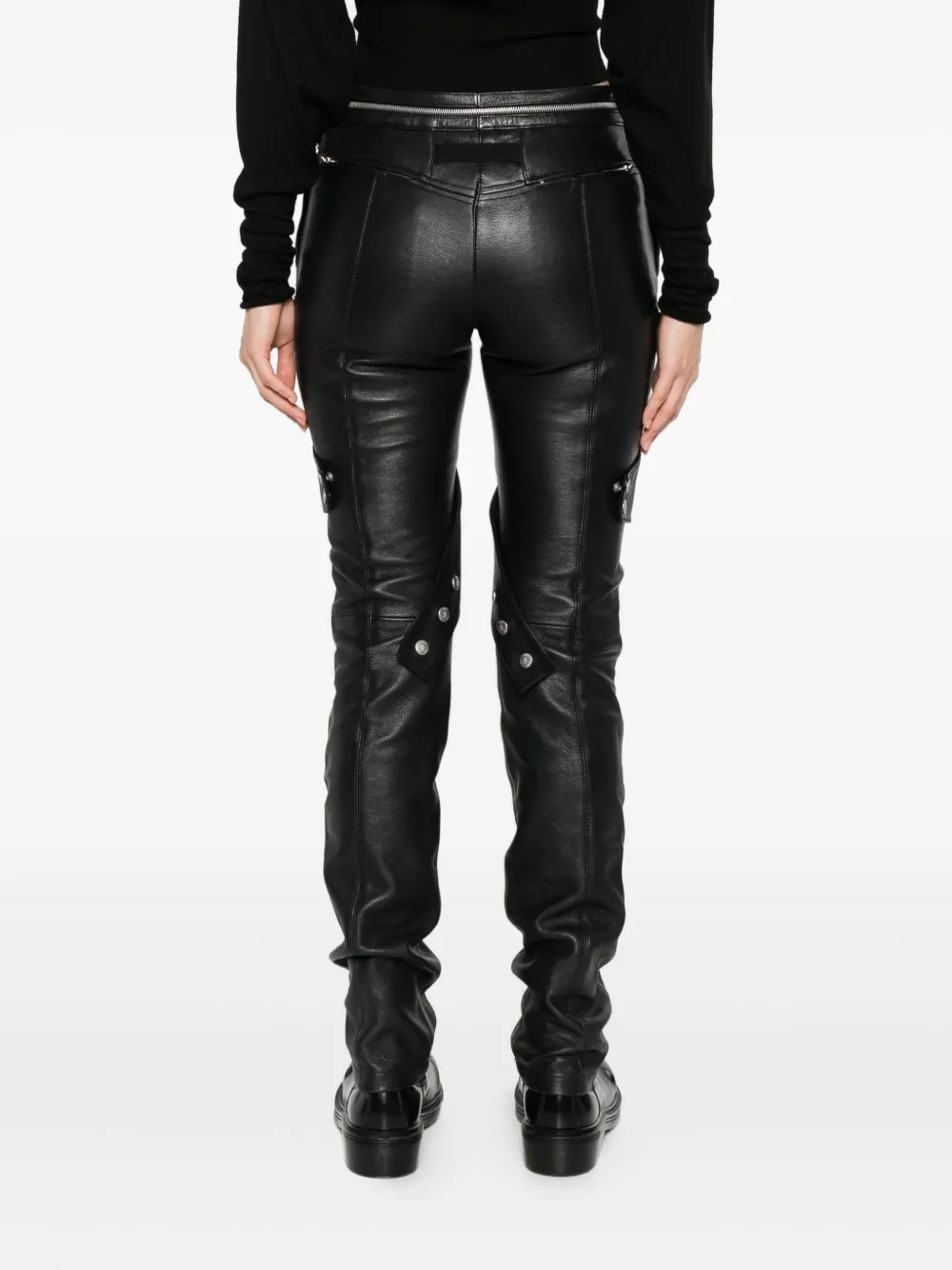 Moncler Leren broek met ritszak Zwart