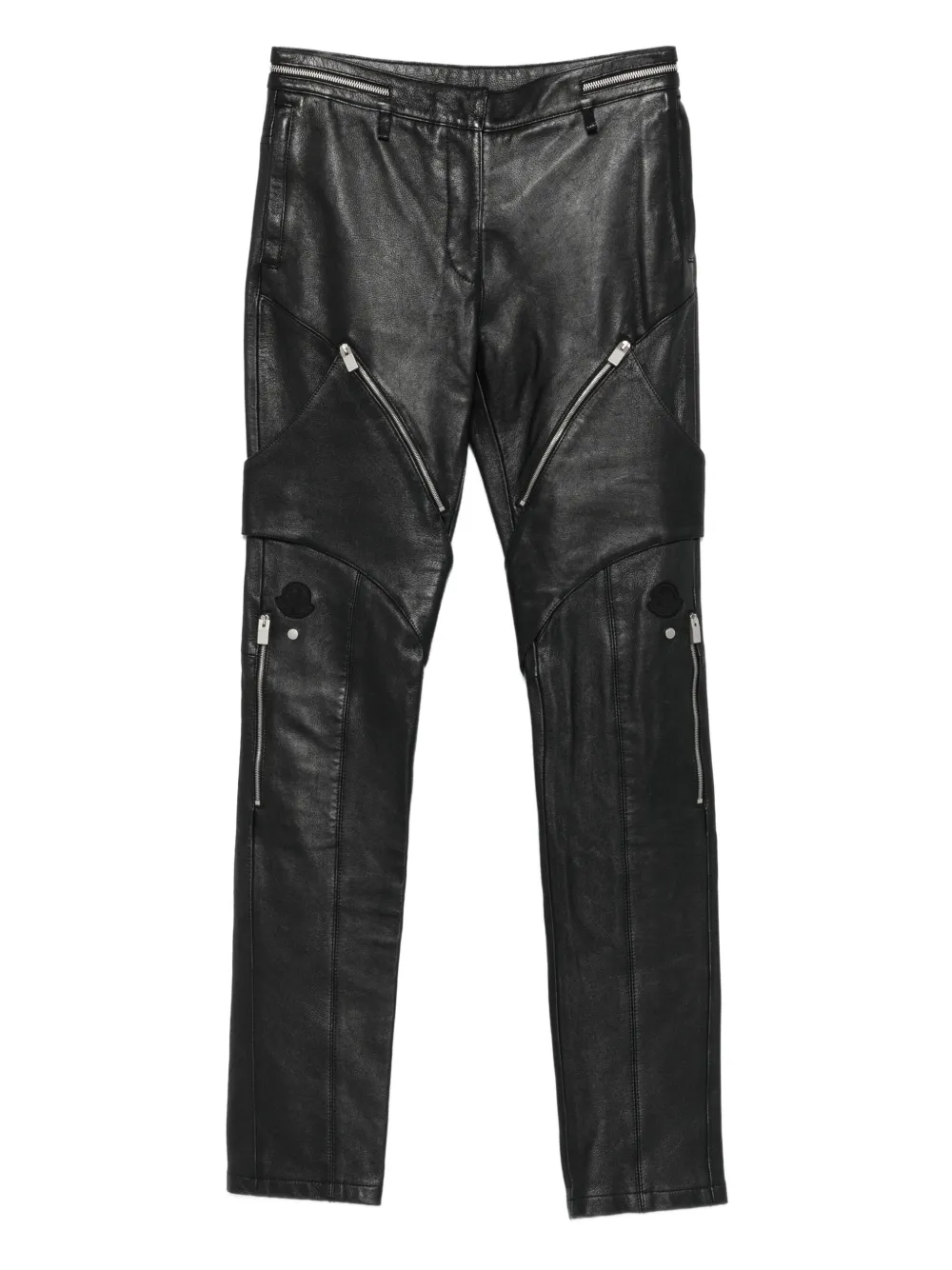zip-pocket leather trousers