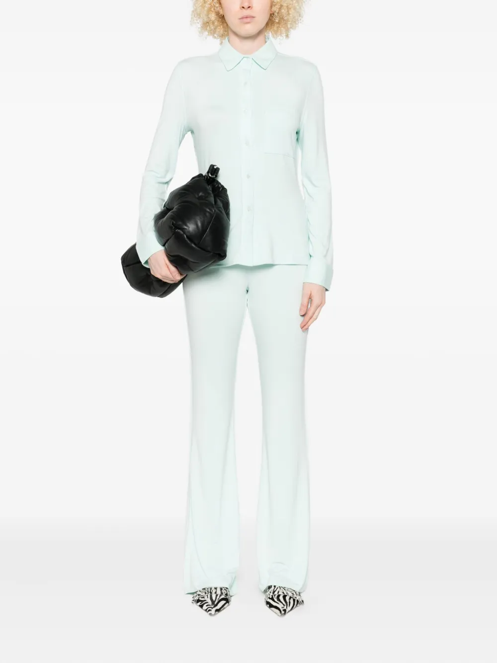 BY FAR Stella flared broek met elastische taille - Groen