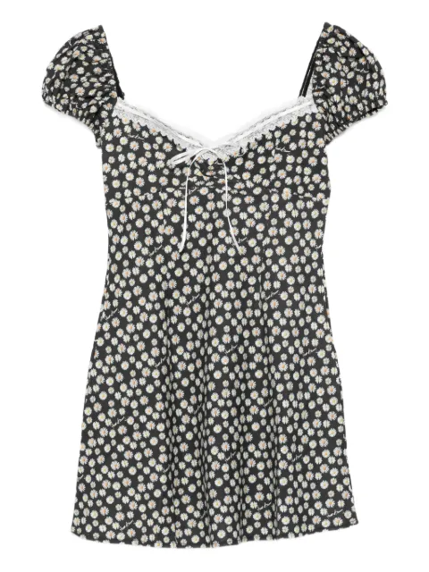 House of Sunny Ditsy Daisy puff-sleeve floral mini dress