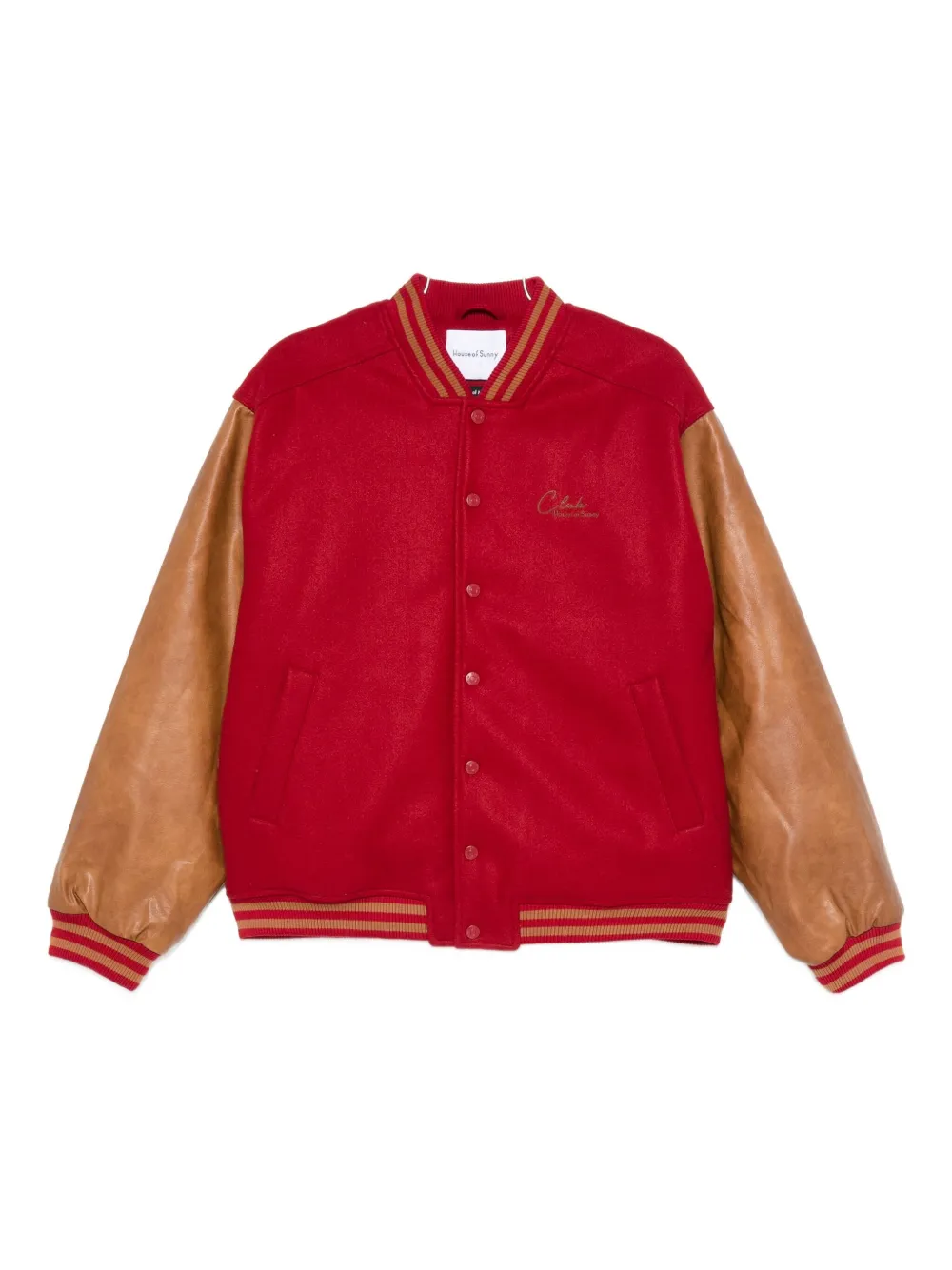 House Of Sunny Embroidered-logo Bomber Jacket In Red