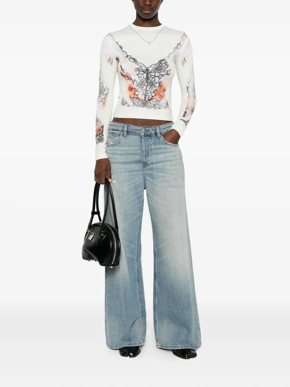 Y/Project lace-print long-sleeve top - Geel