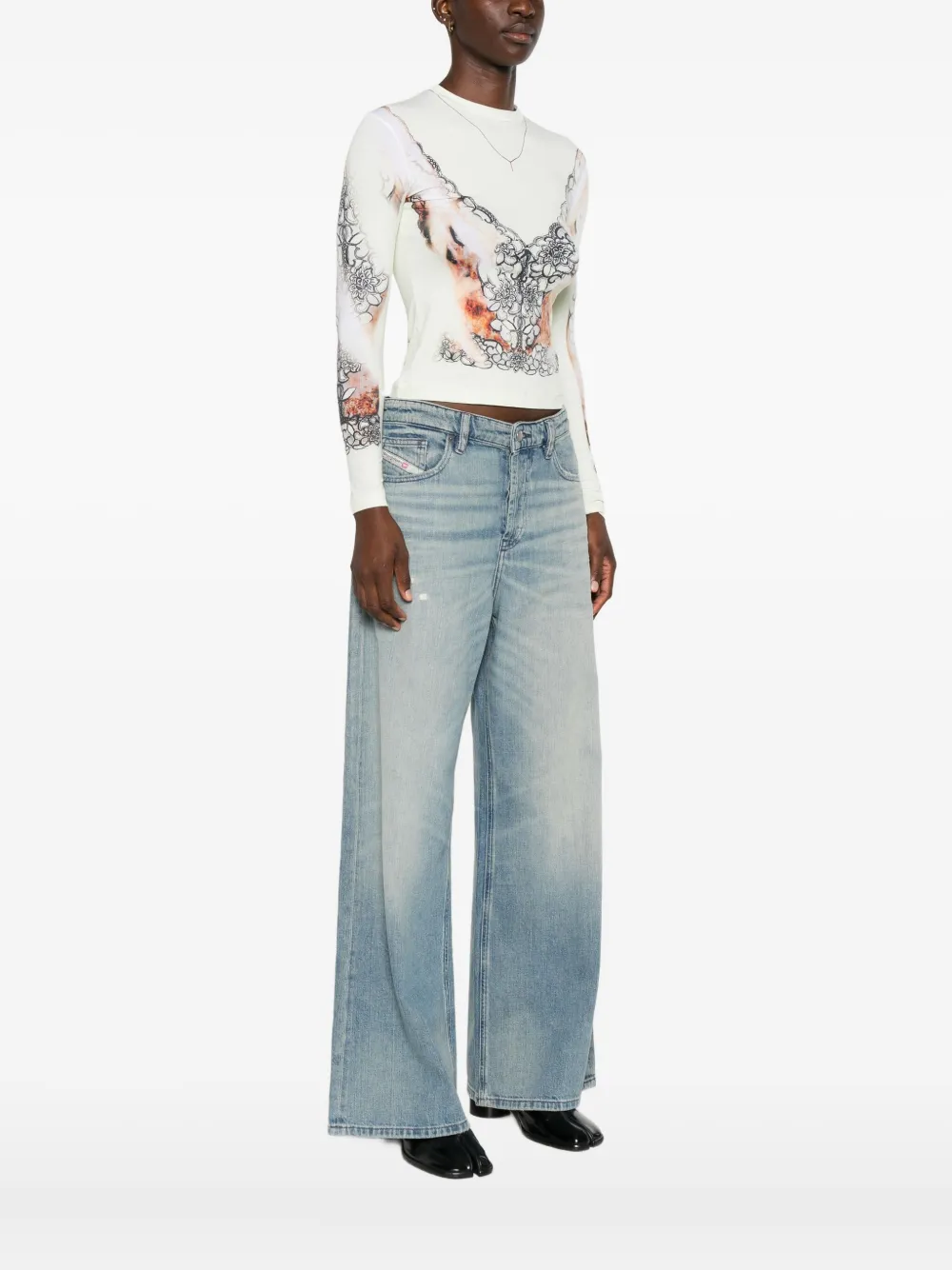 Y/project Lace-print Long-sleeve Top In Yellow