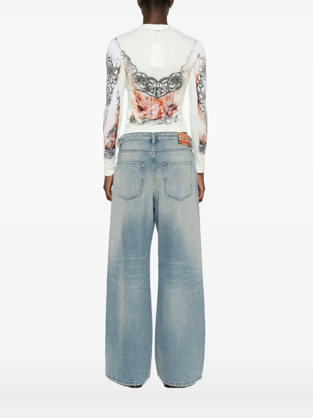 Y/project Lace-print Long-sleeve Top In Yellow