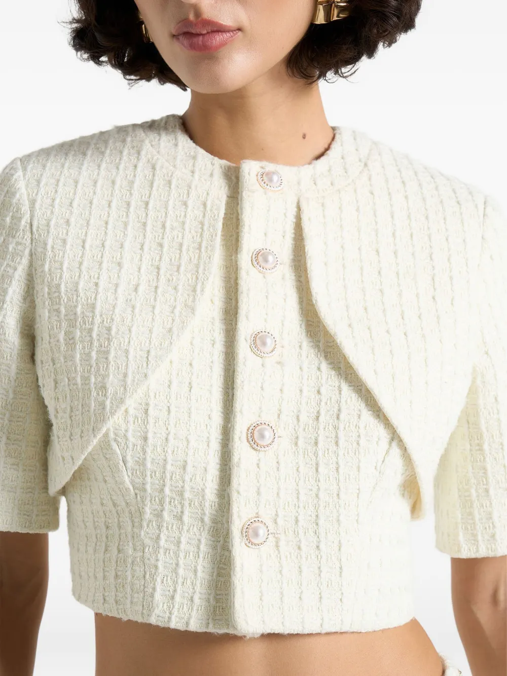 Manière De Voir Alba tweed top met gewelfd detail Wit