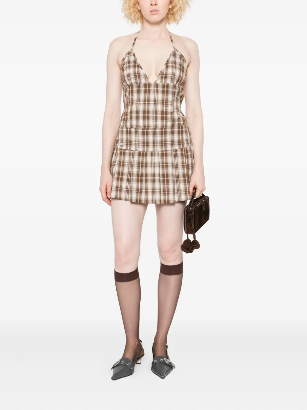 House of Sunny The Hoxton Check mini dress - Bruin