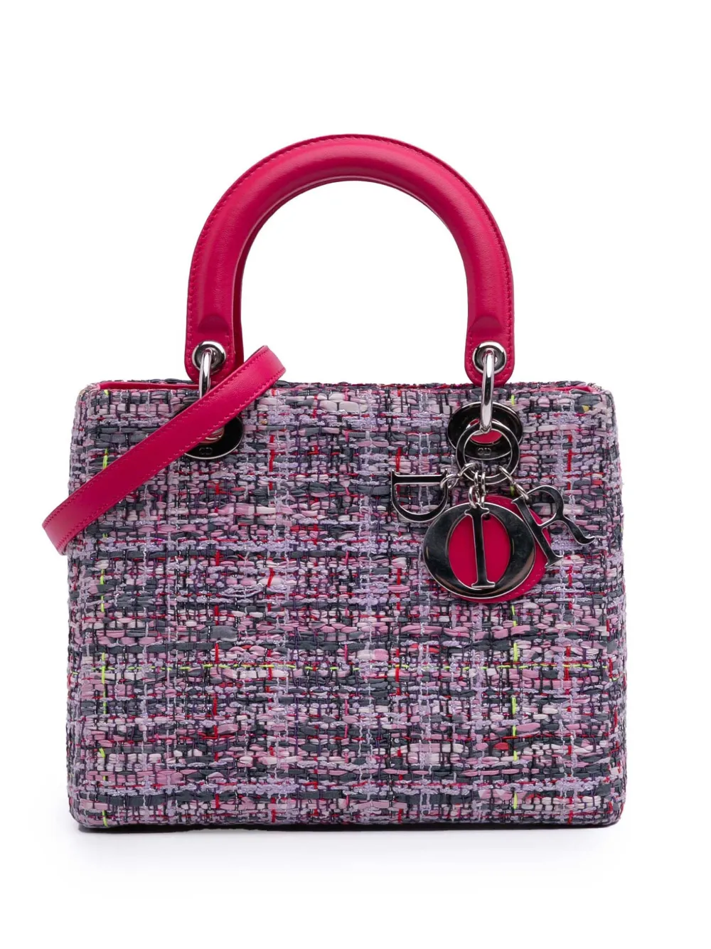 Christian Dior Pre-Owned 2014 Medium Tweed Lady Dior satchel - ピンク Christian Dior Pre-Owned 2014 Medium Tweed Lady Dior satchel - ピンク