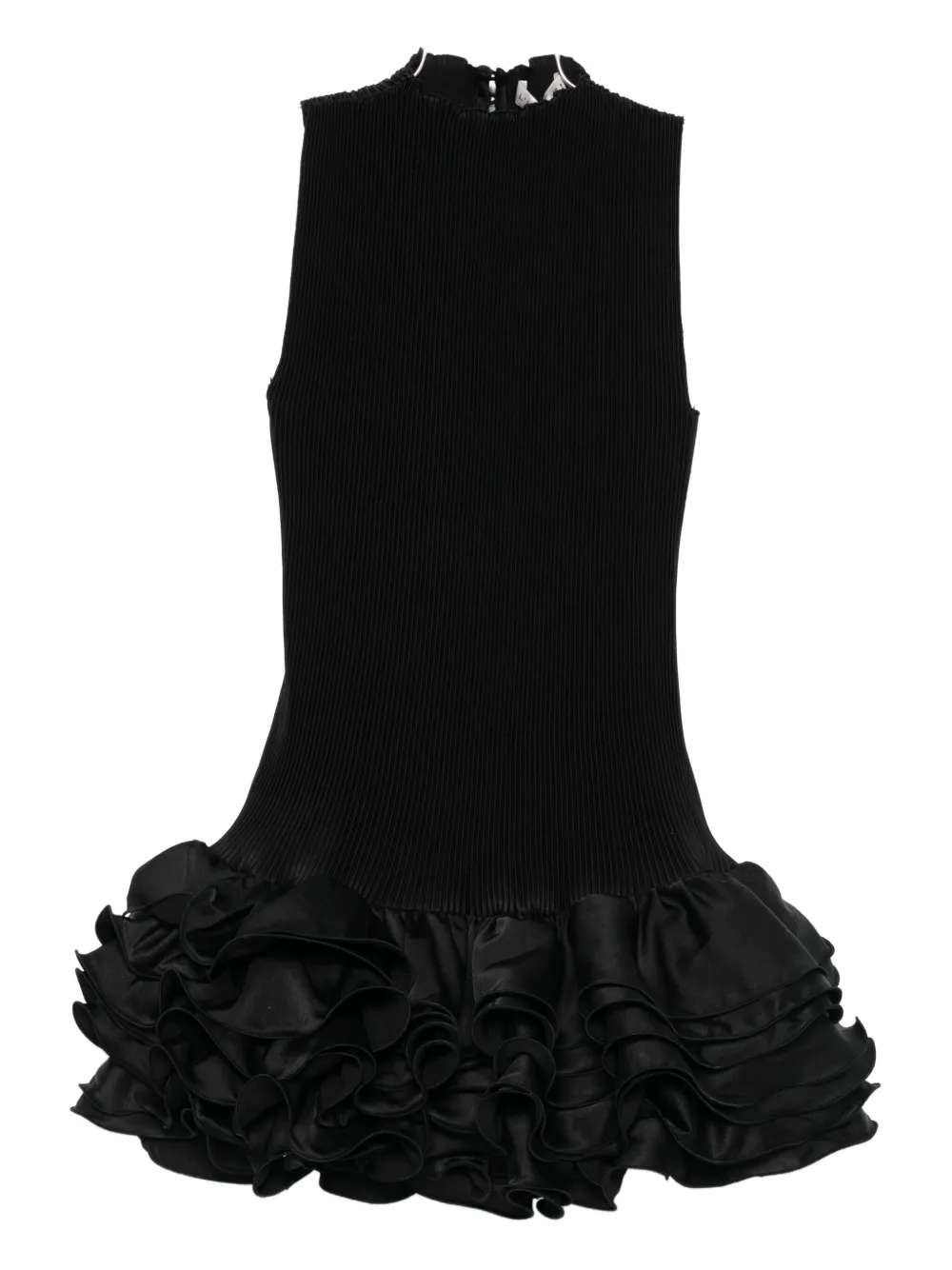 L'idée Ribbed Ruffled Mini Cocktail Dress In Black