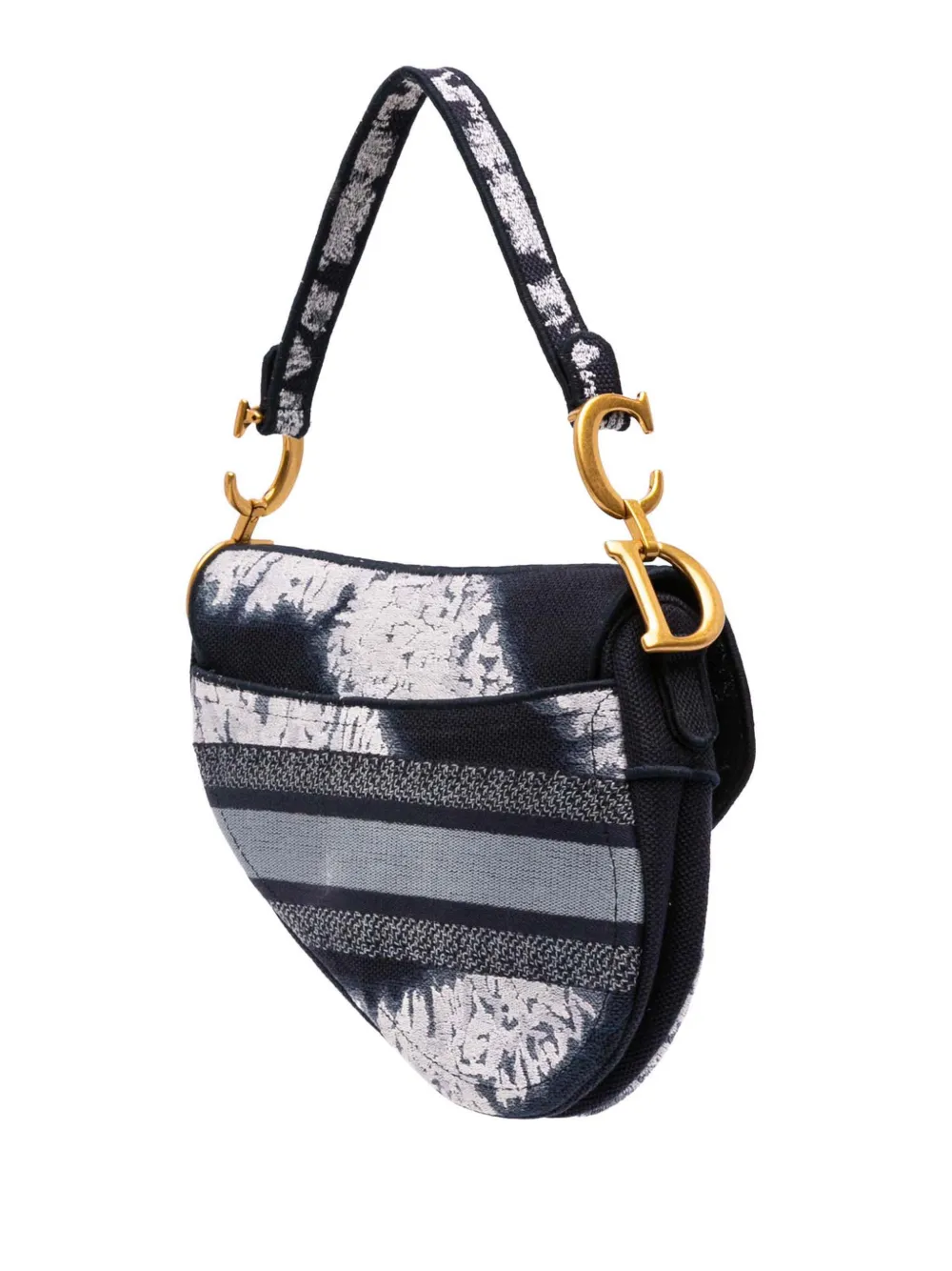 Pre-owned Dior 2020 Canvas Embroidered Tie Dye Saddle Bag Shoulder Bag