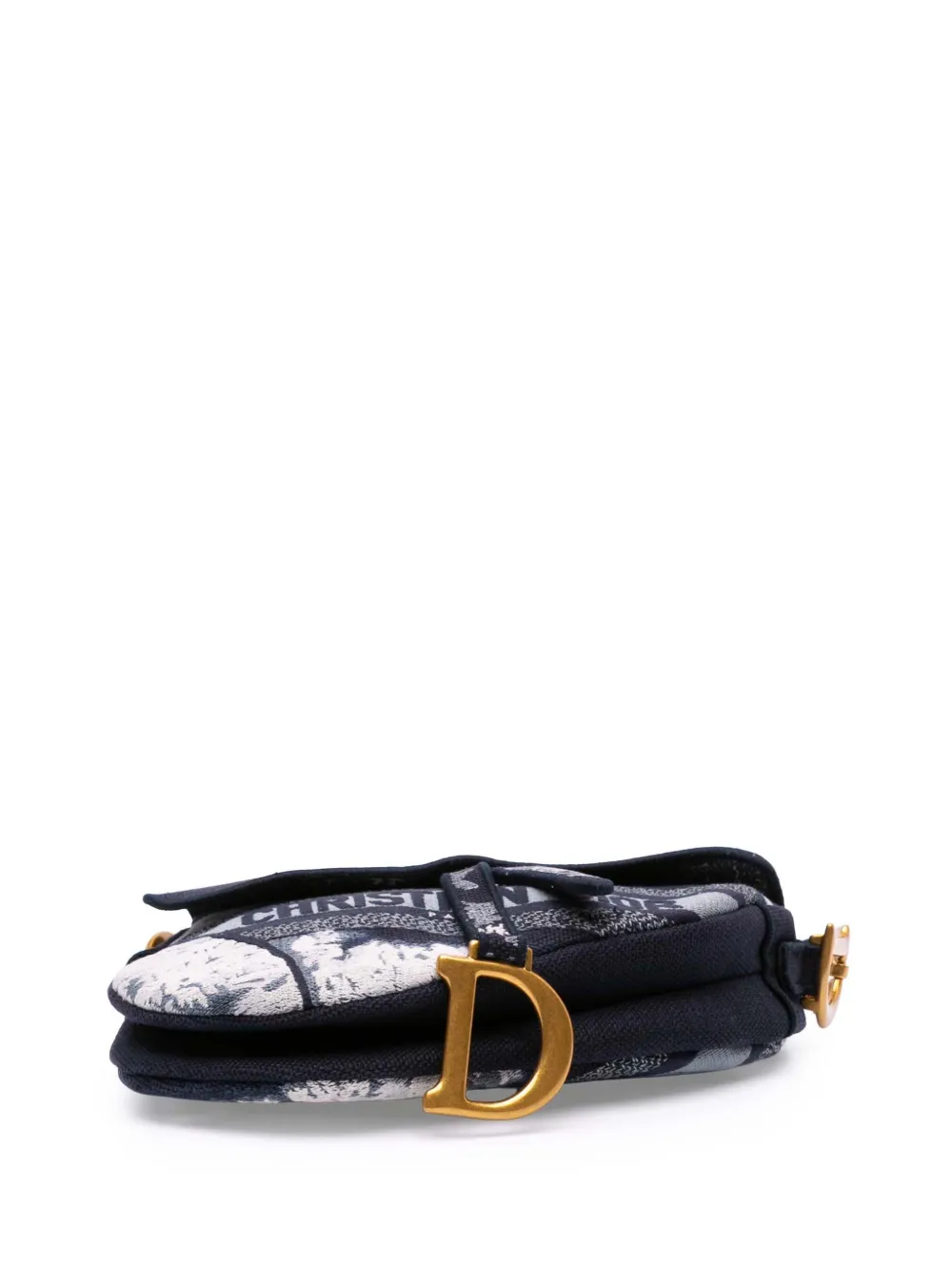 Pre-owned Dior 2020 Canvas Embroidered Tie Dye Saddle Bag Shoulder Bag