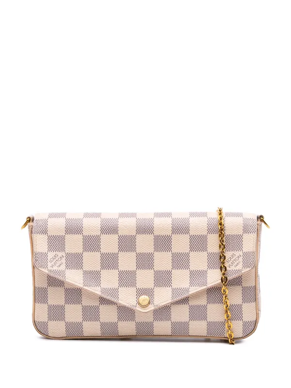 ルイヴィトン ダミエアズール ショルダーバッグ PVC レザー ホワイト