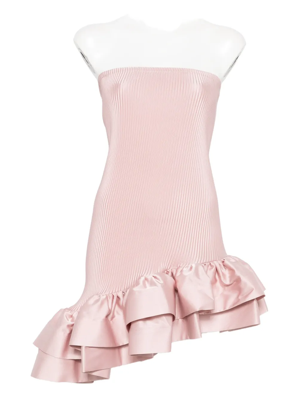 L'idée Pleated Ruffled Asymmetric Cocktail Dress In Pink