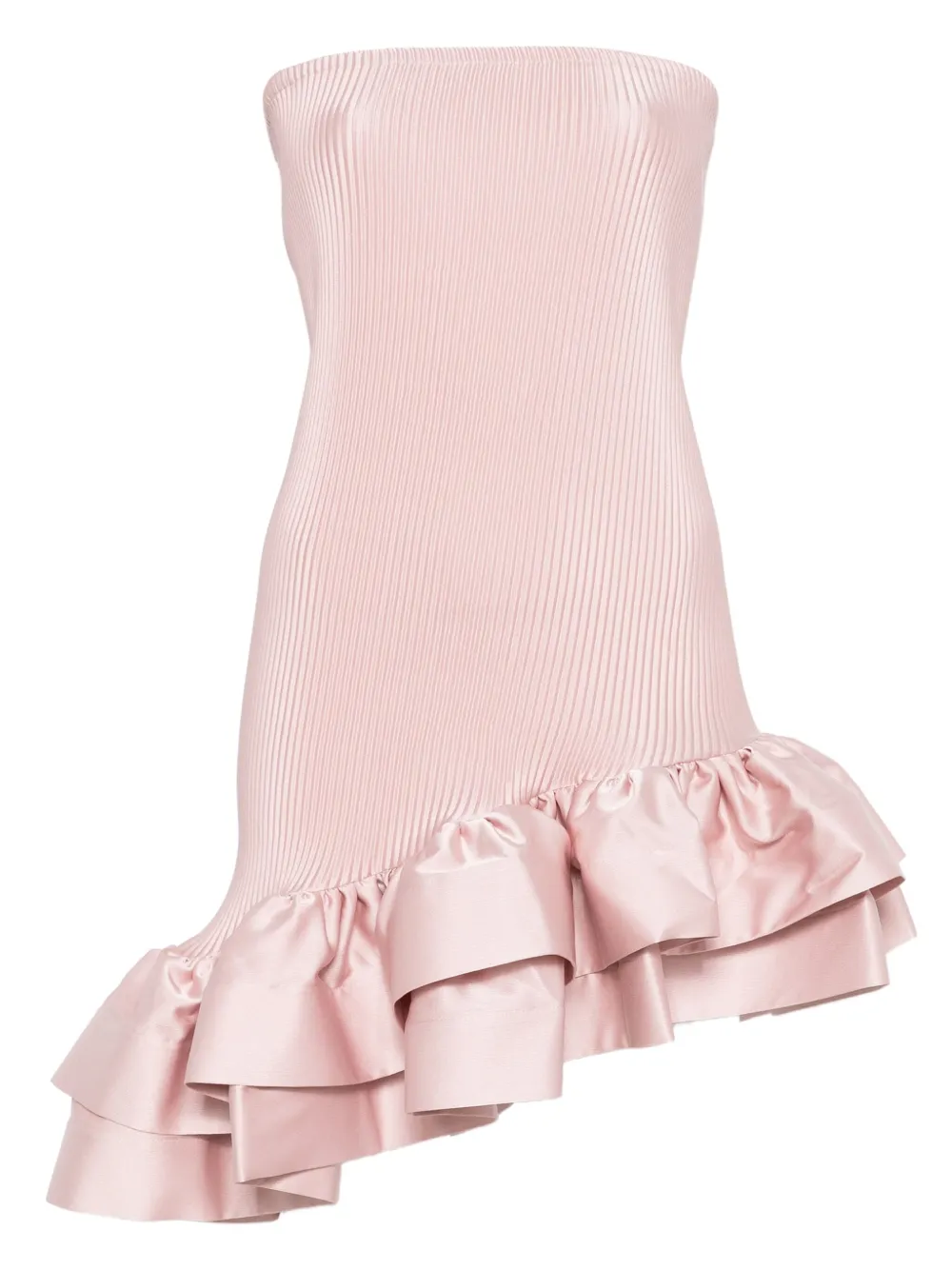 pleated ruffled asymmetric cocktail dress