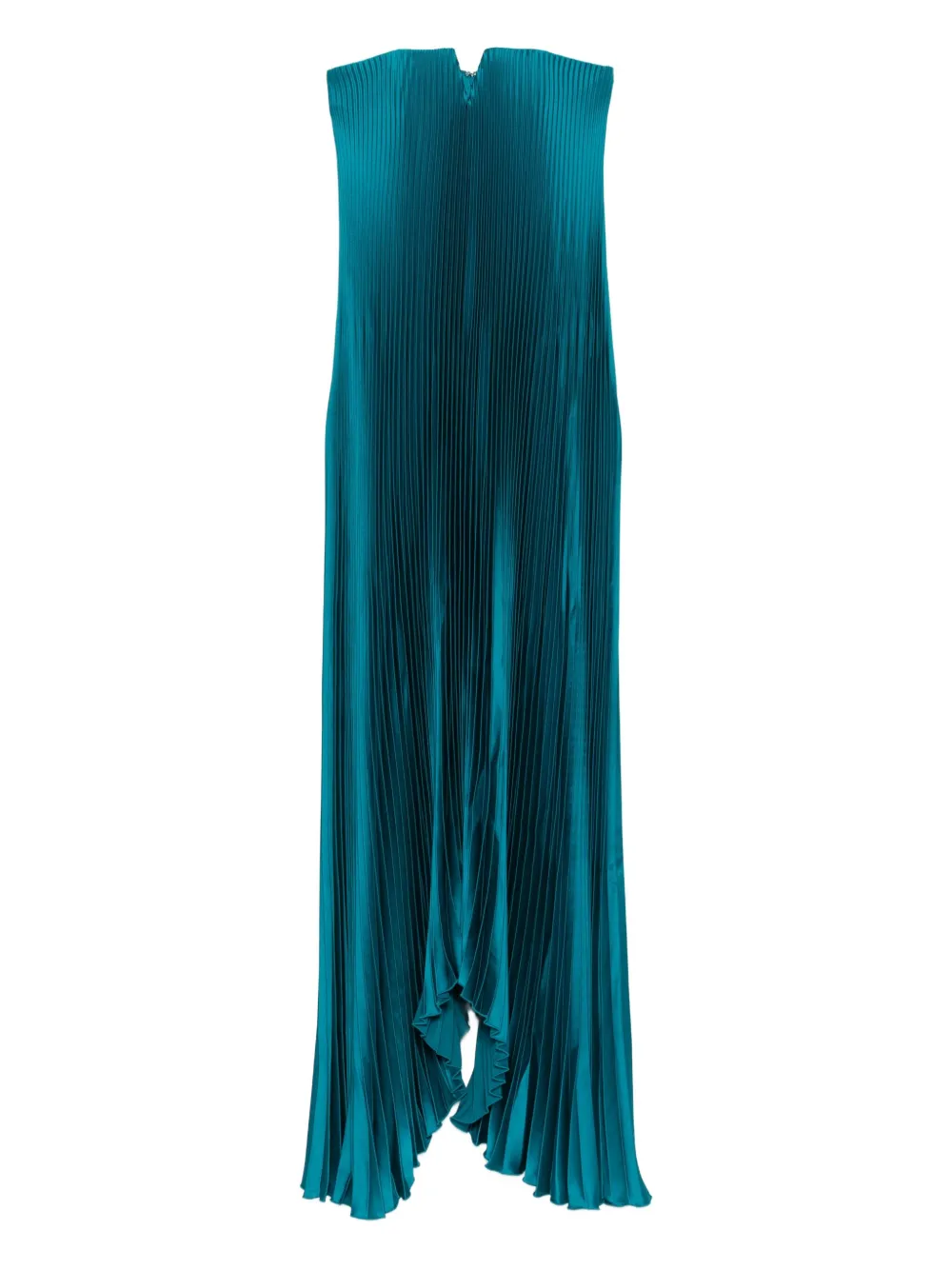 pleated strapless gown