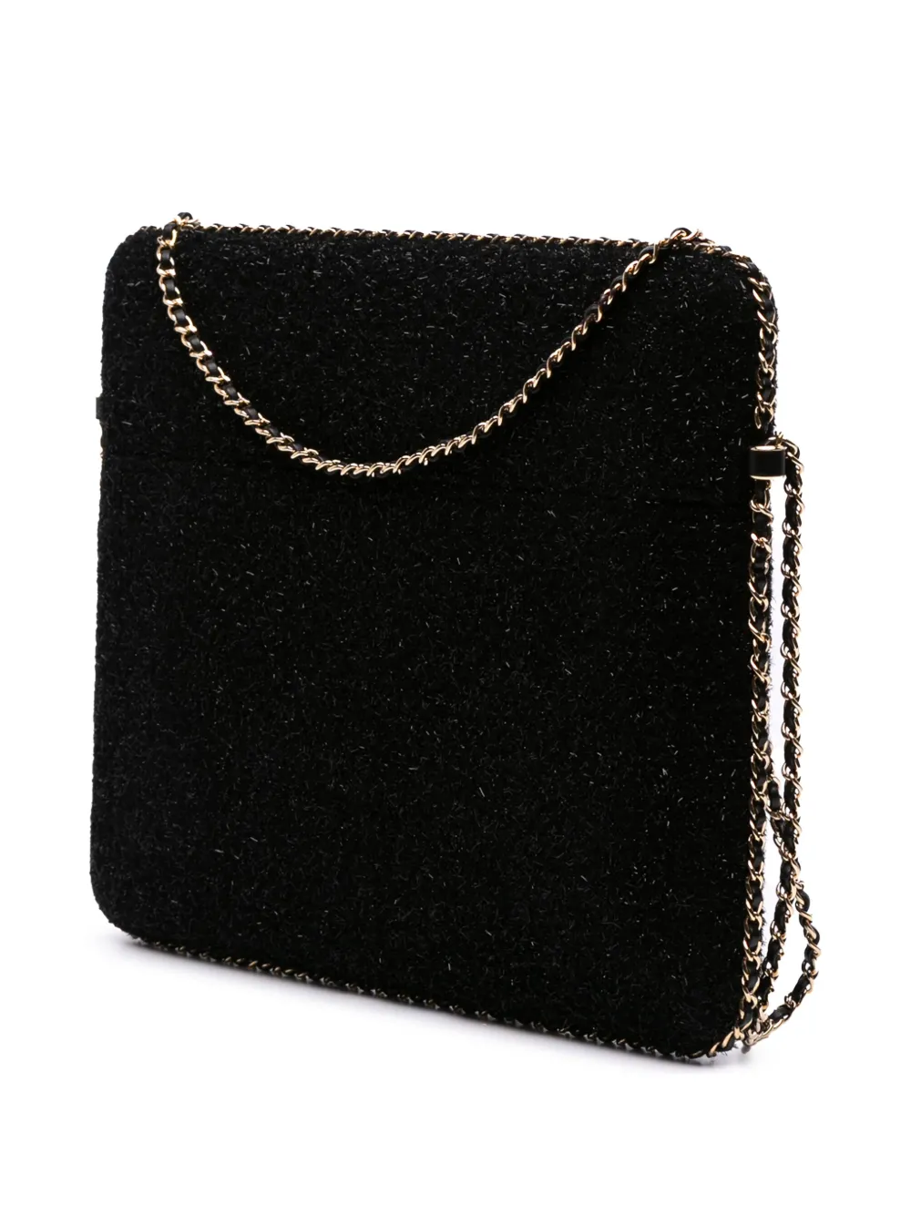 Pre-owned Chanel 2016-2017 Tweed Chain Around Tablet Holder Crossbody Bag