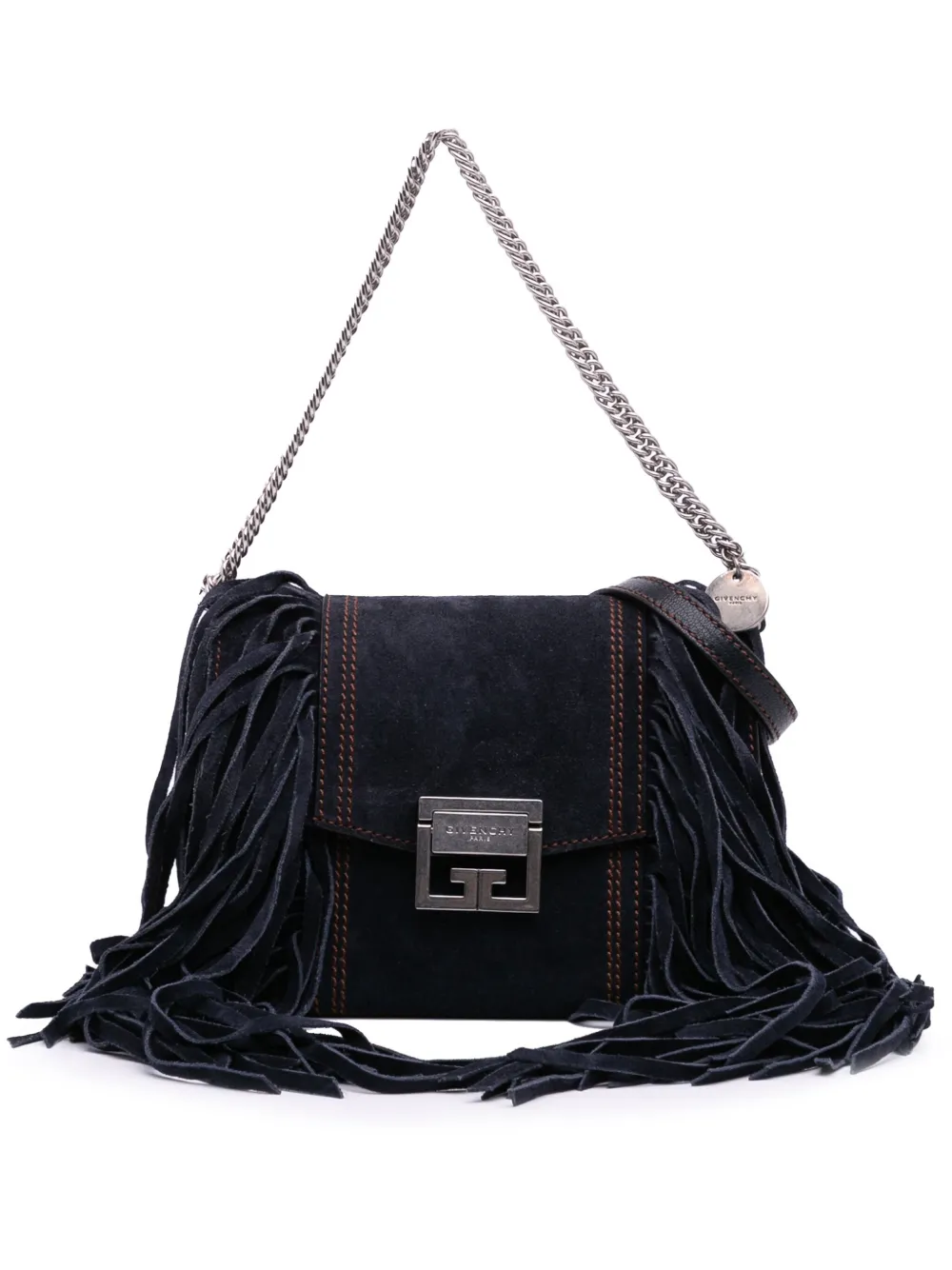 Givenchy Pre-Owned 2010-2024 Small Suede Fringe GV3 satchel - ブルー Givenchy Pre-Owned 2010-2024 Small Suede Fringe GV3 satchel - ブルー