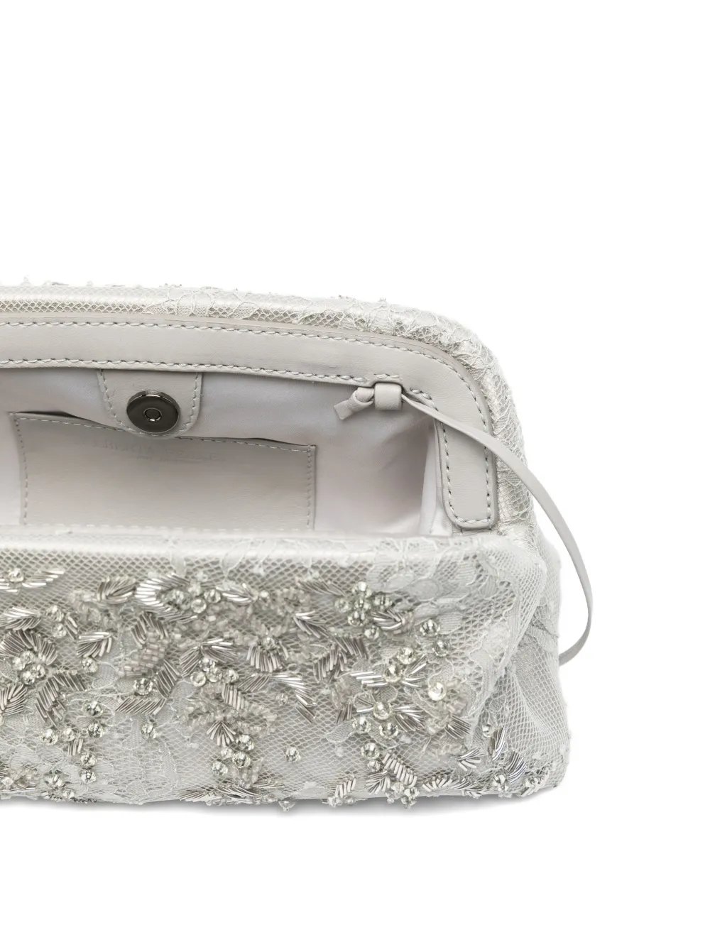 Alberta Ferretti beaded lace clutch Grijs