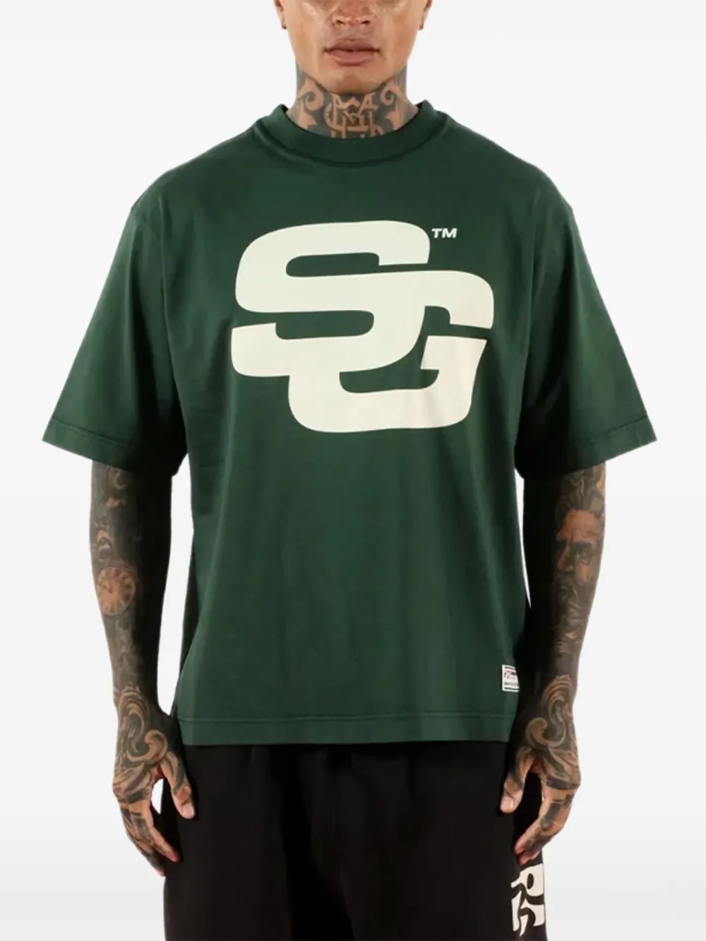SUMMER GAMES logo-print organic cotton T-shirt | Green | Image 1