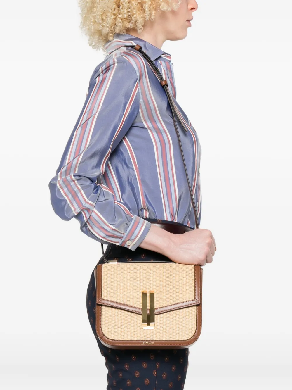 Demellier The Vancouver Woven-raffia Shoulder Bag In Neutral