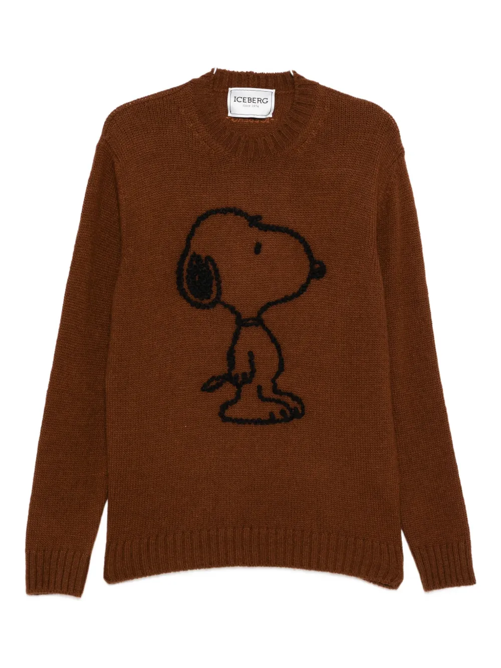 Iceberg Snoopy-motif Wool-alpaca Blend Sweater In Brown