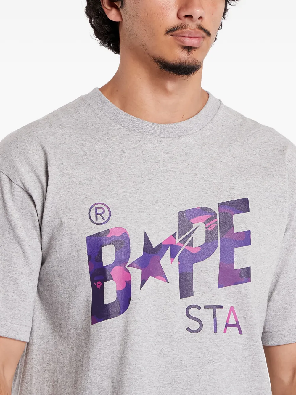 A BATHING APE T-shirt met logoprint Grijs