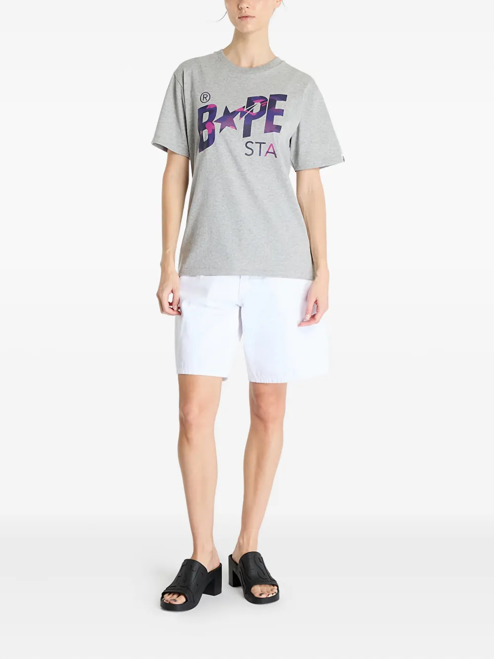 A BATHING APE T-shirt met logoprint Grijs