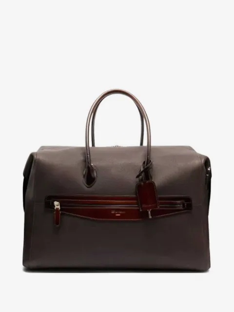 Santoni leather top-handle travel bag
