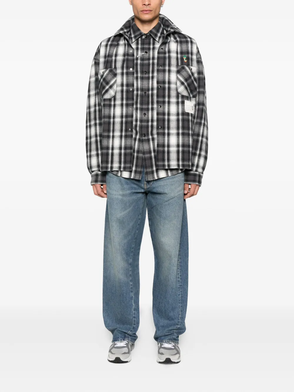 Maison MIHARA YASUHIRO checked overshirt Grijs