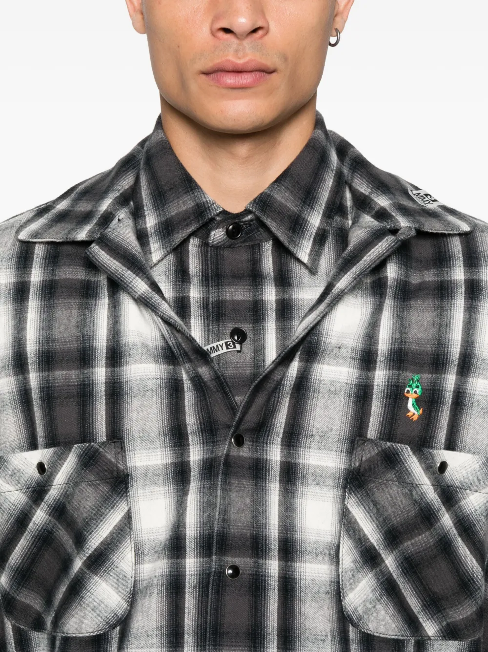 Maison MIHARA YASUHIRO checked overshirt Grijs