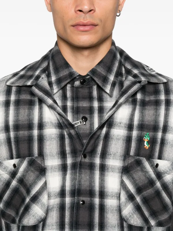 MIHARA YASUHIRO 00s ダメージ チェックシャツ グレー MIHARA YASUHIRO 00s ダメージ チェックシャツ グレー