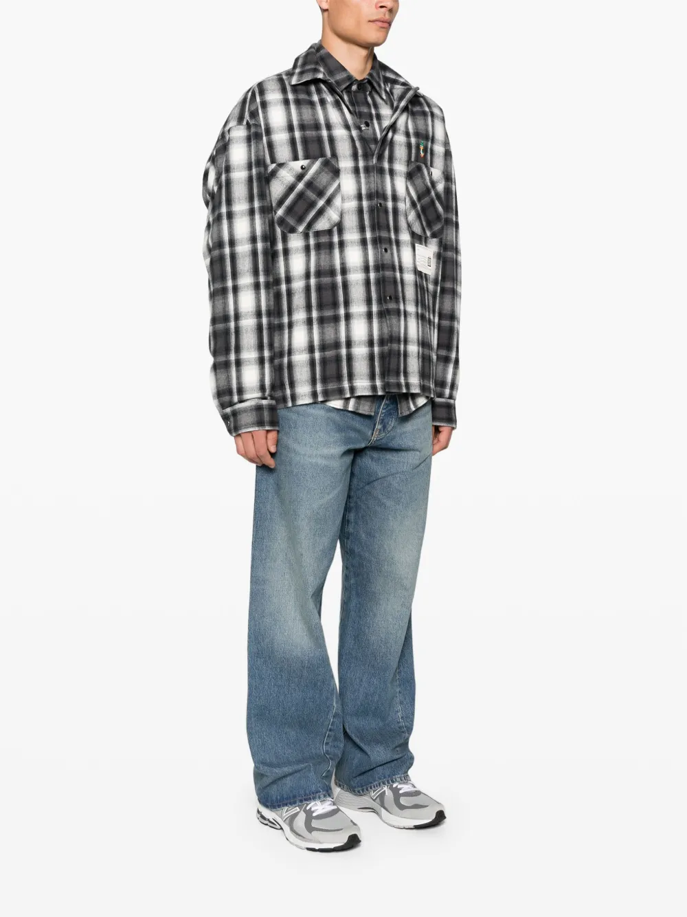 Maison MIHARA YASUHIRO checked overshirt Grijs