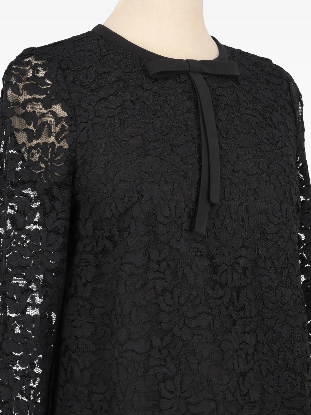 Pre-owned Dolce & Gabbana Lace-overlay Bow-detailing Blouse In Black