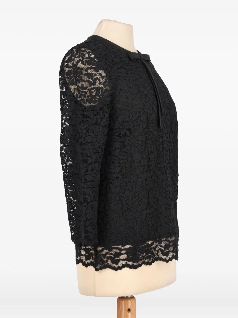 Pre-owned Dolce & Gabbana Lace-overlay Bow-detailing Blouse In Black