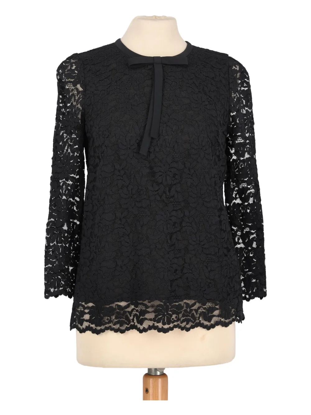 Pre-owned Dolce & Gabbana Lace-overlay Bow-detailing Blouse In Black