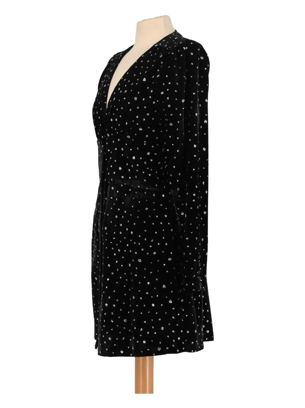 Vintage Rhinestone-embellished Velvet Dress In Black
