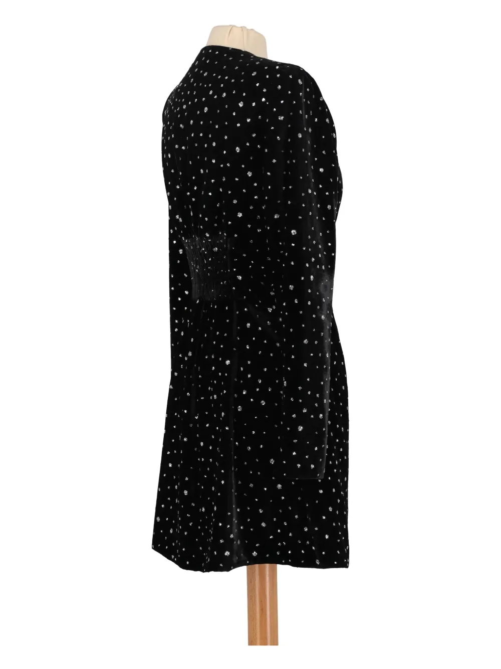 Vintage Rhinestone-embellished Velvet Dress In Black