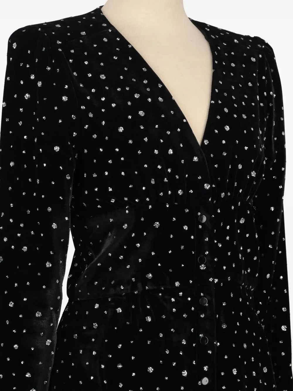 Vintage Rhinestone-embellished Velvet Dress In Black