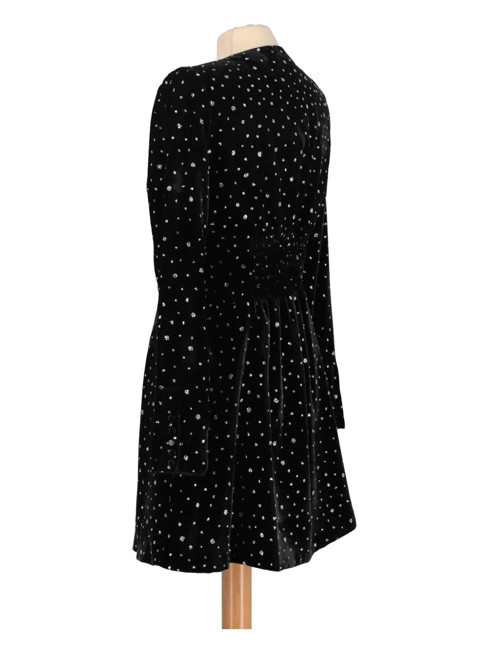 Vintage Rhinestone-embellished Velvet Dress In Black