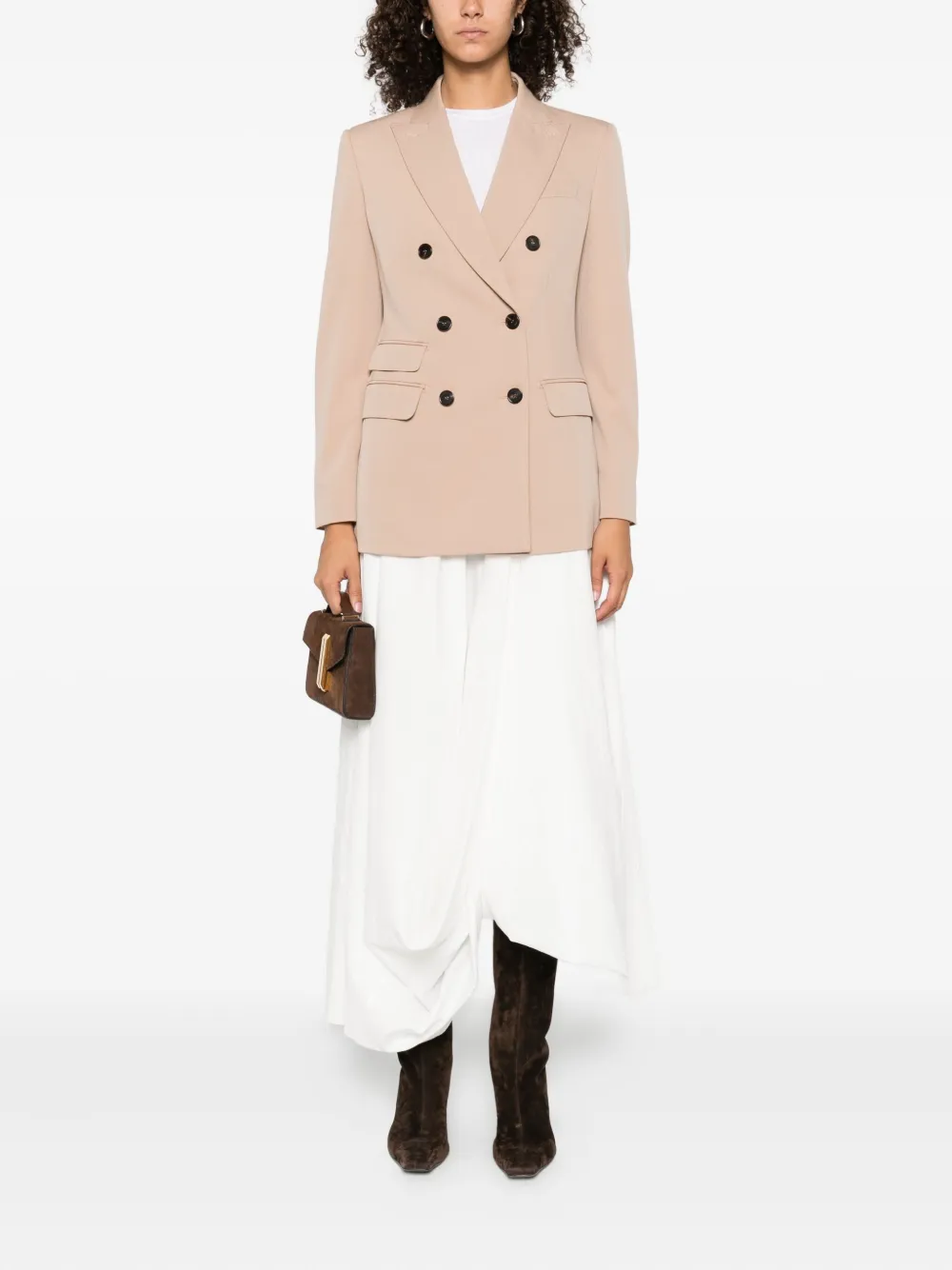 Max Mara Blazer met dubbele rij knopen Beige