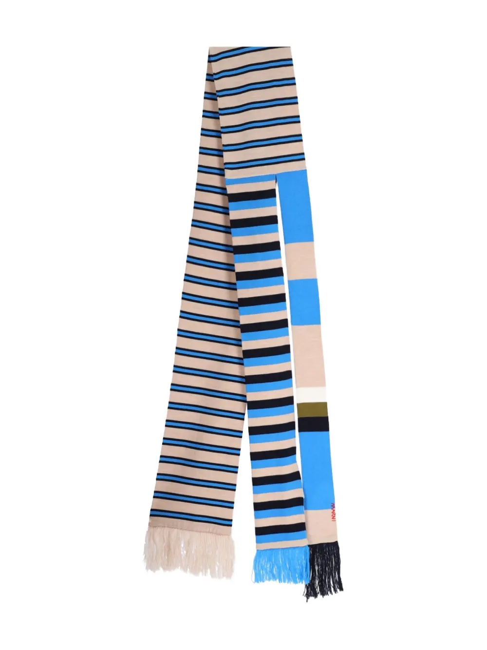 Marni striped fringed scarf - ブルー Marni striped fringed scarf - ブルー